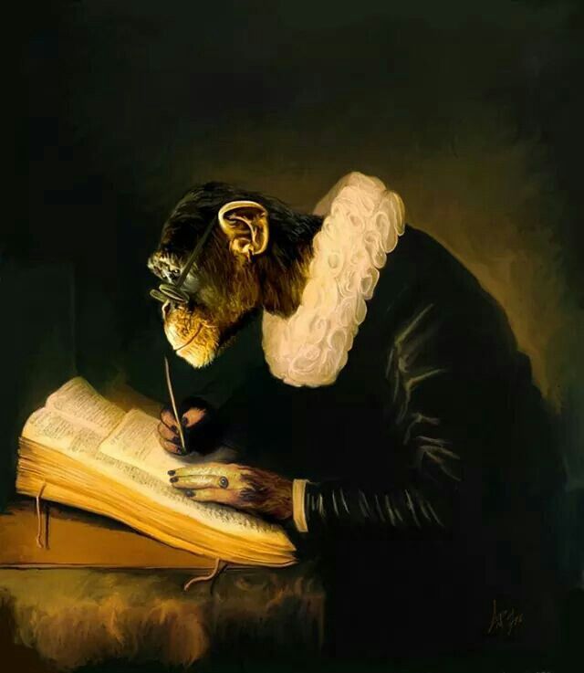 Monkey with Glasses Writing